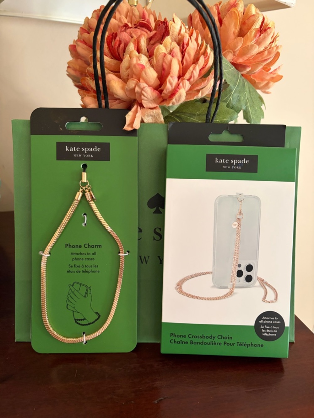 NWT kate spade bundle phone crossbody chain and phone charm wristlet